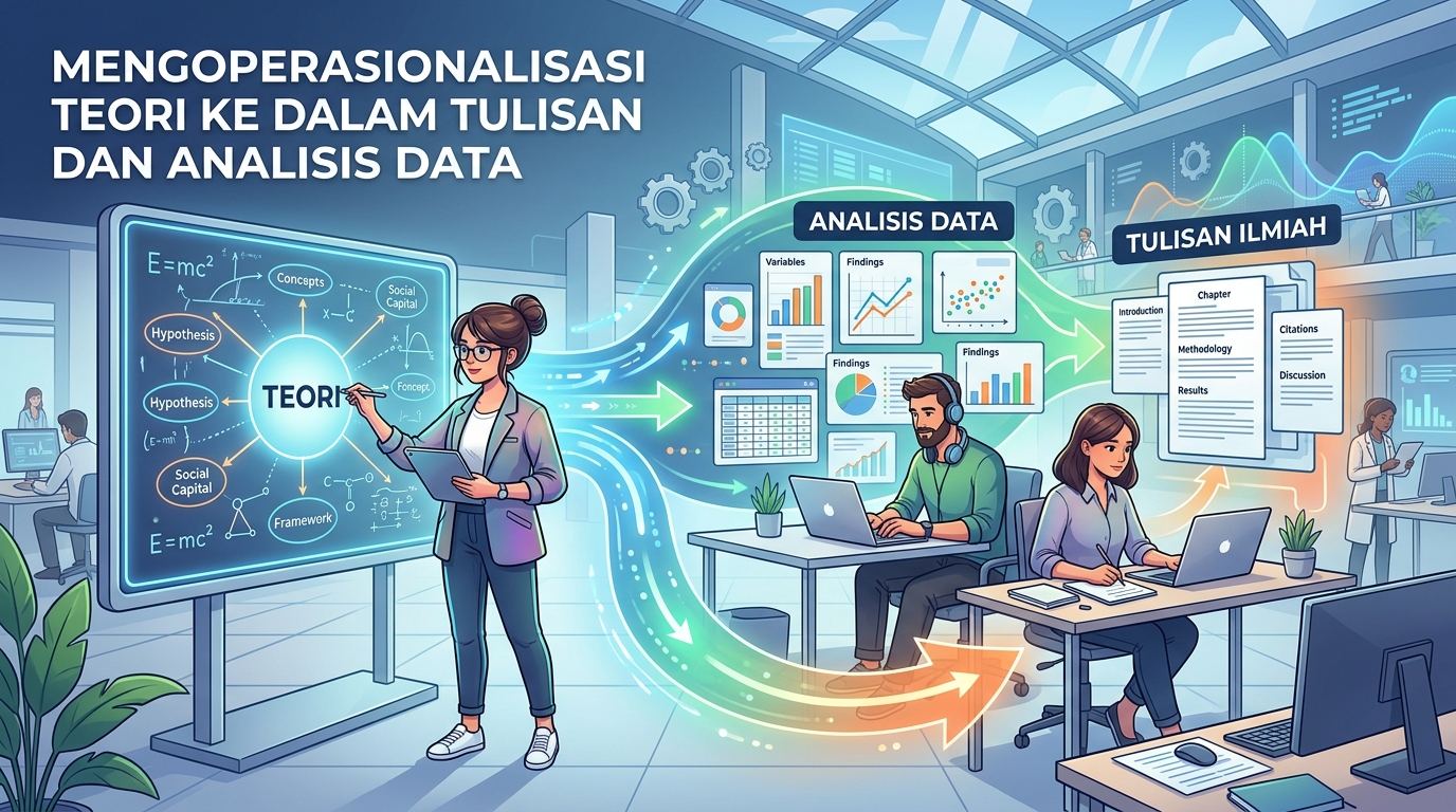 Mengoperasional teori kedalam tulisan dan analisis data